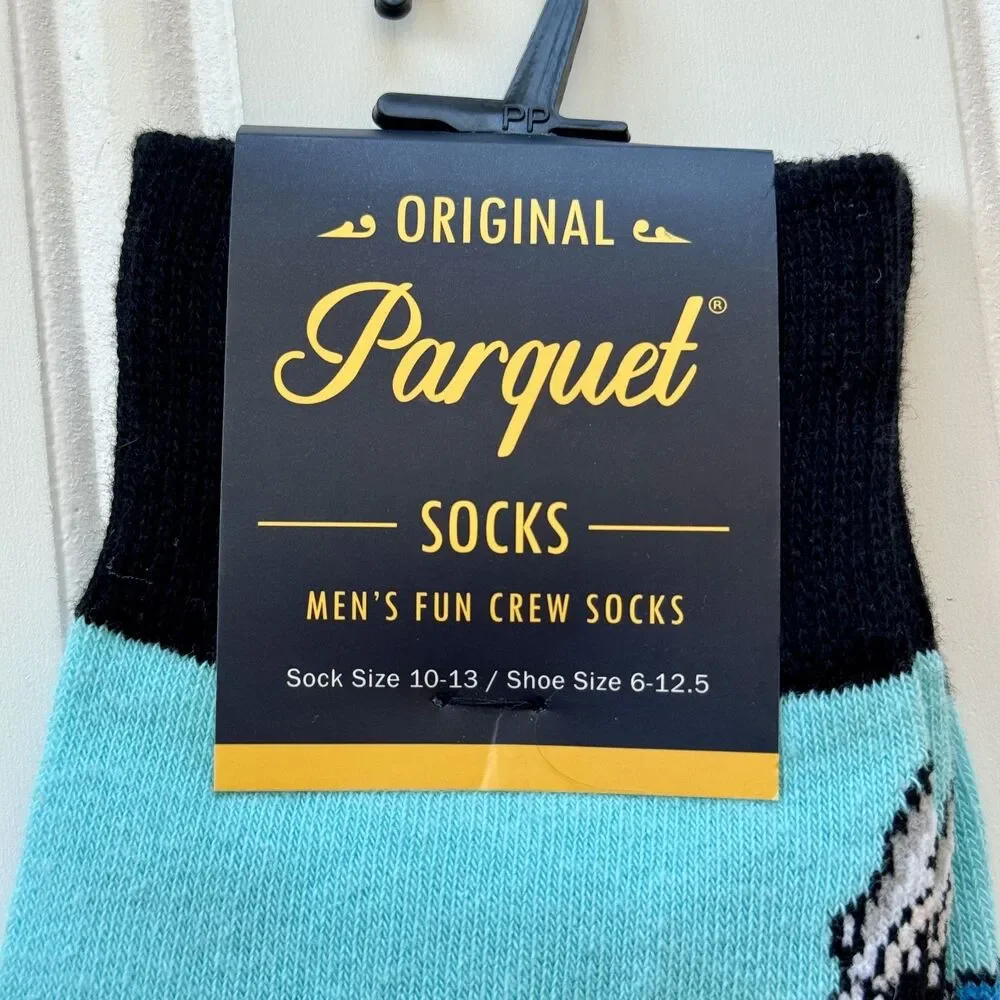 Mens Parquet Original Fun Shark Crew Socks | New with Tag